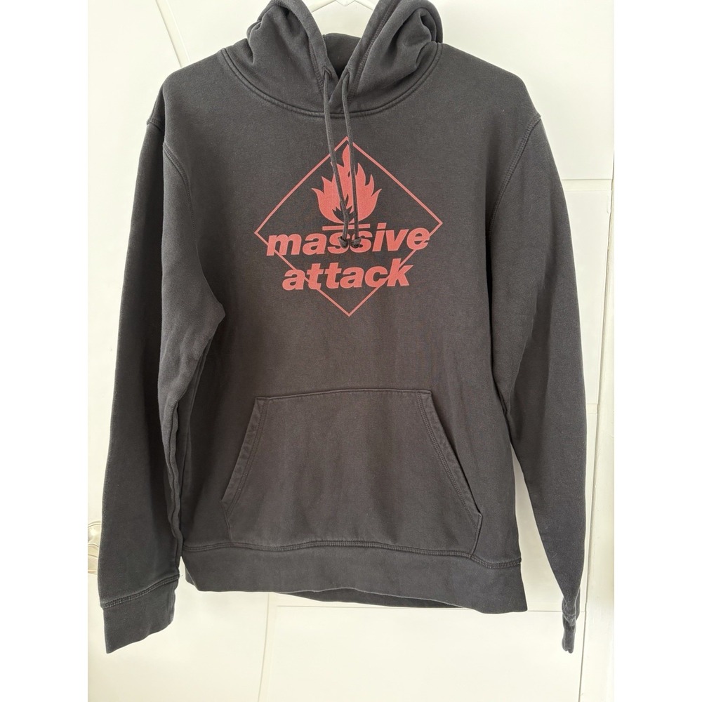 Massive Attack Hoodie Stanley Stella Black Faded Distressed Trip Hop Bristol L